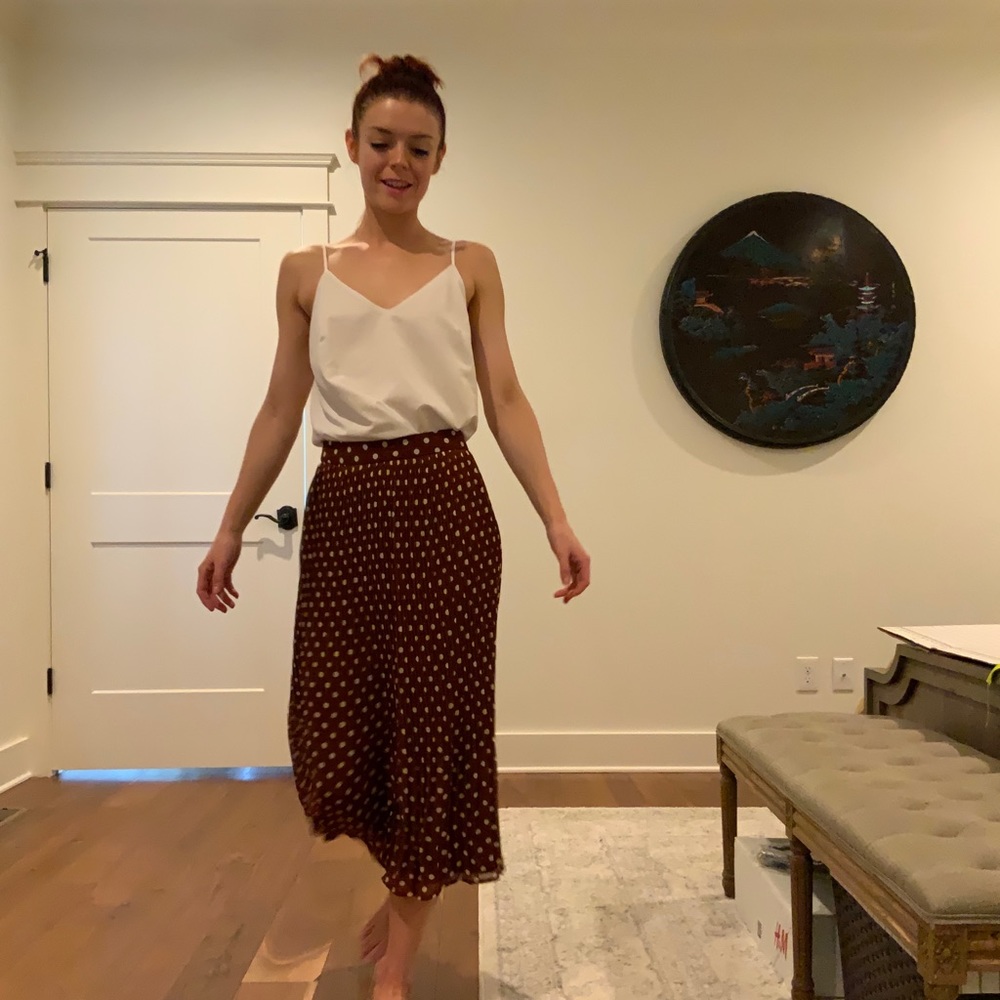 Vici Collection: Warm Brown Pleated Midi Skirt